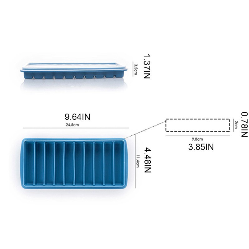 Kiss 10 Khuôn Làm Đá Viên Bằng Silicone Có Nắp Chống Tràn