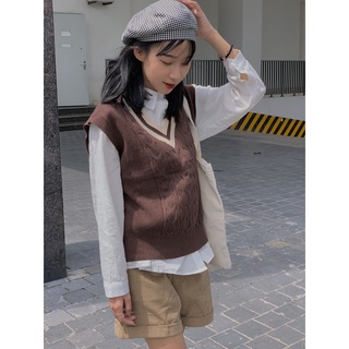 áo len gile cổ tim viền cổ LEN102