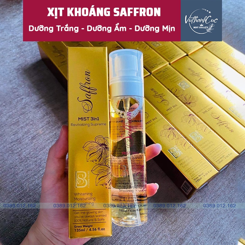 XỊT KHOÁNG SAFFRON- NHỤY HOA NGHỆ TÂY DƯỠNG DA 3 TRONG 1.