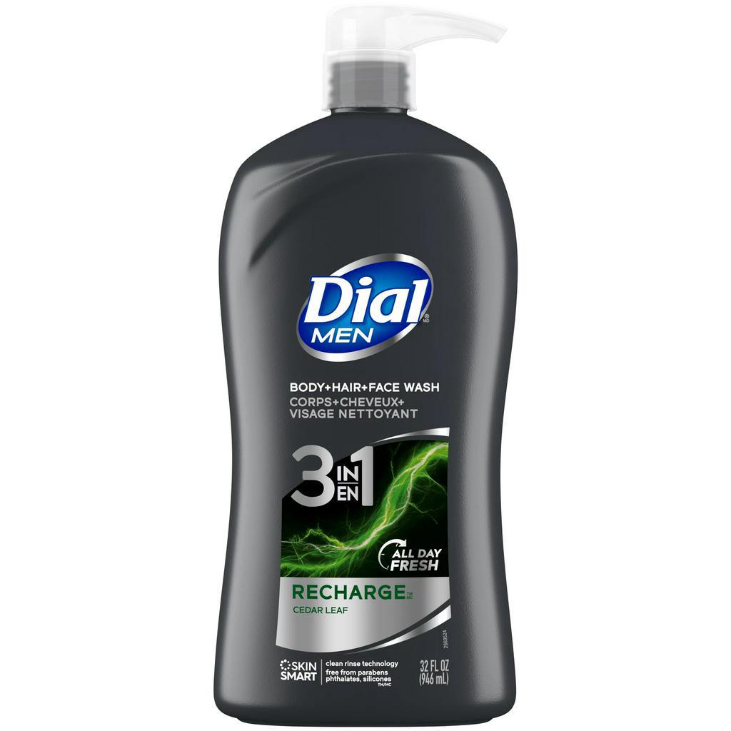 Gel tắm, gội, rửa mặt 3 trong 1 cho nam giới Dial Men 3in1 Body Hair and Face Wash Recharge 680ml/946ml