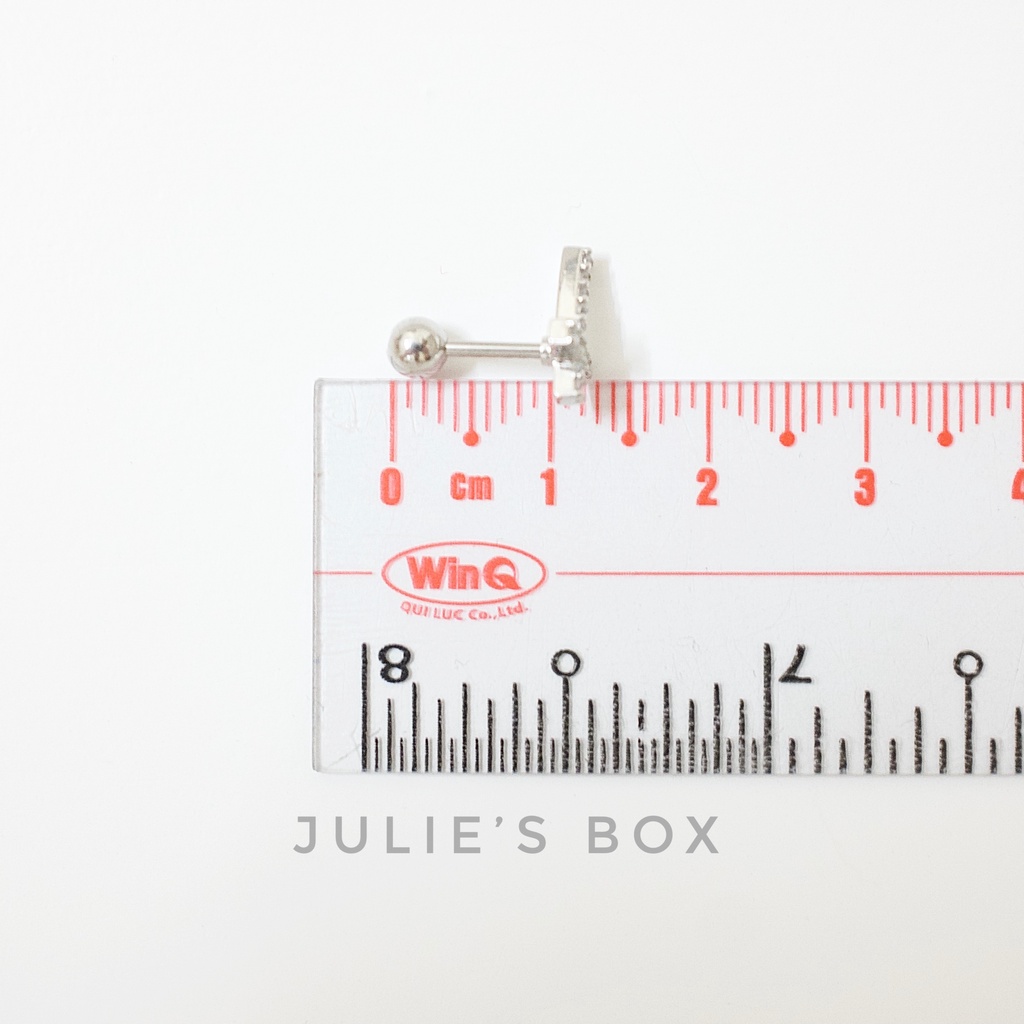 [1 Chiếc] Khuyên Tai Titan Thánh Giá Đính Đá Cong Unisex Màu Bạc Không Gỉ Sét Không Ngứa Bông Tai Nam Julies Box 66