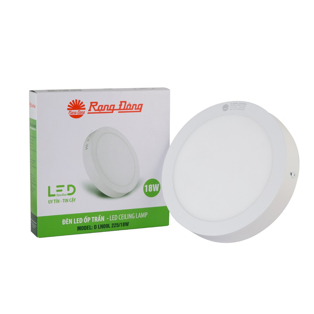 ĐÈN LED ỐP TRẦN TRÒN RẠNG ĐÔNG 18W ĐƯỜNG KÍNH 225MM CHO BAN CÔNG, HÀNH LANG MODEL D LN09L 225/18W