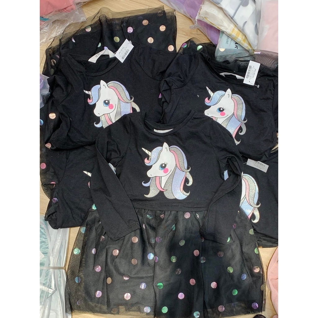 [Xuất dư xịn] Váy HM pony đen chân voan chấm bi