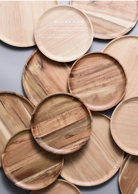 Khay gỗ đựng đồ ăn, đĩa gỗ thớt gỗ chụp ảnh decor kiểu Nhật