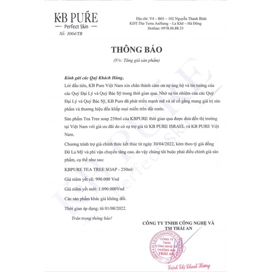 KB PU.RE TEA TREE SOAP/ GEL RỬA MẶT TINH CHẤT TRÀM TRÀ