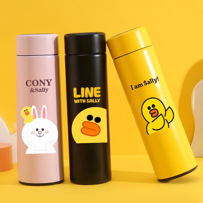 Bình Đựng Nước Giữ Nhiệt Gấu Brown, Vịt Sally và Thỏ Cony Inox 304 Dung Tích 480ML Kèm Lọc Trà