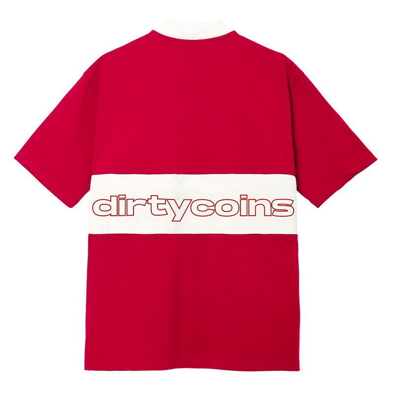 Áo thun DirtyCoins Striped Polo Shirt - Red