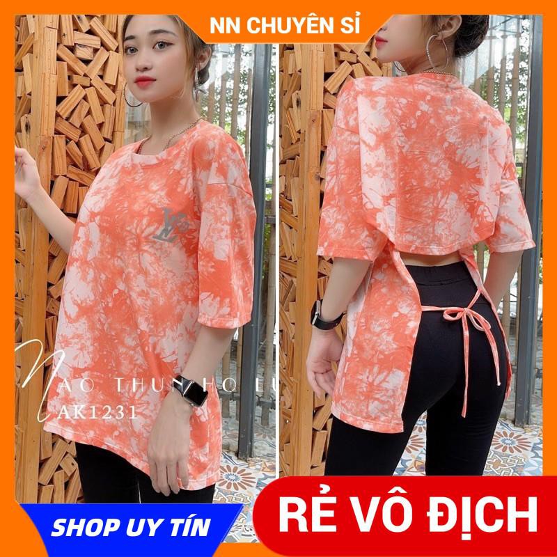 ÁO HỞ LƯNG PHOM RỘNG 3/4 CỘT DÂY NƠ SAU LƯNG ⚡ẢNH TỰ CHỤP⚡ ÁO LOANG MÀU ⚡ ÁO BÒ SỮA ⚡ ÁO CỘT DÂY ⚡ ÁO THUN PHOM RỘNG