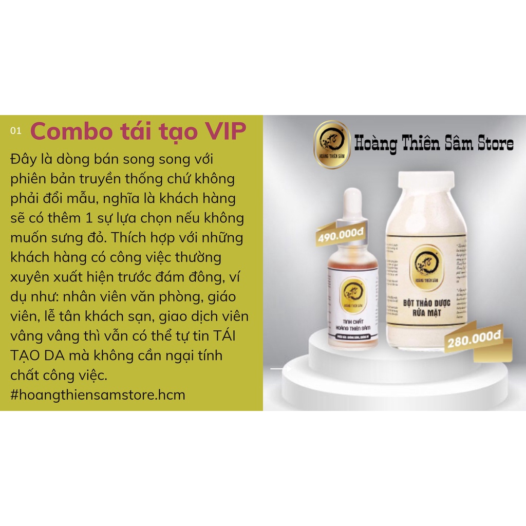 [ CHÍNH HÃNG ] Combo VIP Hoàng Thiên Sâm ( Bột Rửa Mặt & Tinh Chất Tái Tạo VIP Hoàng Thiên Sâm ) | BigBuy360 - bigbuy360.vn