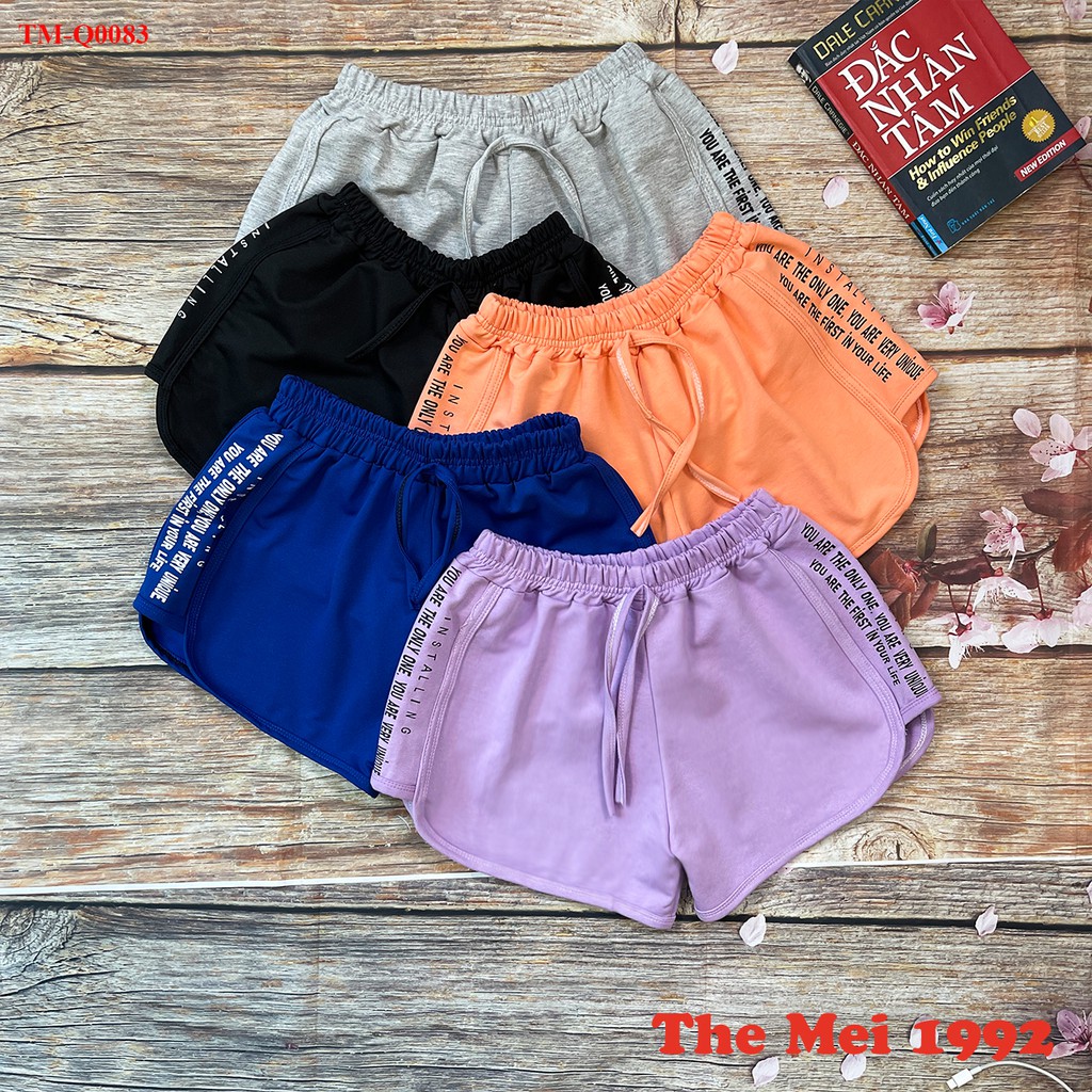 Quần short nữ The Mei 1992 - Quần đùi nữ cạp chun viền kẻ kèm chữ dáng hộp chất umi cao cấp siêu mát | BigBuy360 - bigbuy360.vn