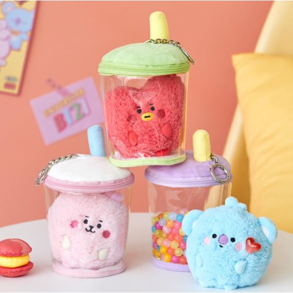 MÓC CHÌA KHÓA GẤU BÔNG BT21 TRÀ SỮA