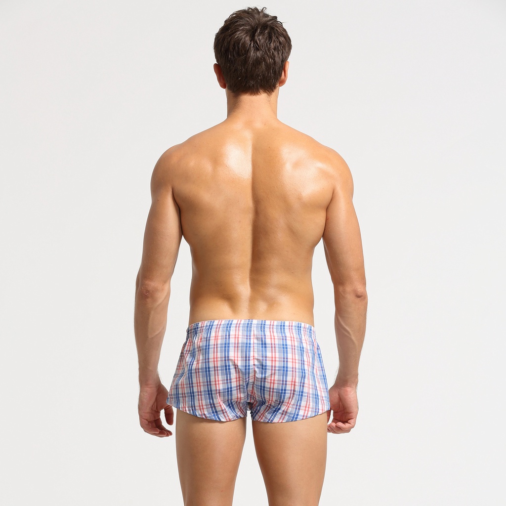 Quần Nhà Nam SEOBEAN Quần Short Thể Thao Thấp Eo Thời Trang Kẻ Sọc Lớn Quần Pyjama Nam Thoải Mái Cotton Nút Quần Short