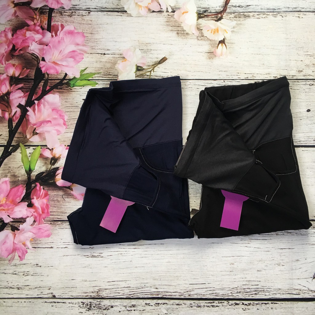 Quần bầu giả jean chất cotton có 2 màu xanh và đen siêu đẹp