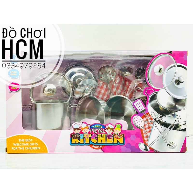 [INOX THẬT] Đồ chơi nấu ăn bằng inox 10 món dành cho bé thích nấu ăn nhà bếp cắt thái hoa quả trái cây