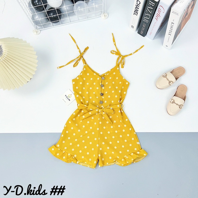 bộ jump 2 dây liền quần  xinh yêu cho bé gái - bj2d