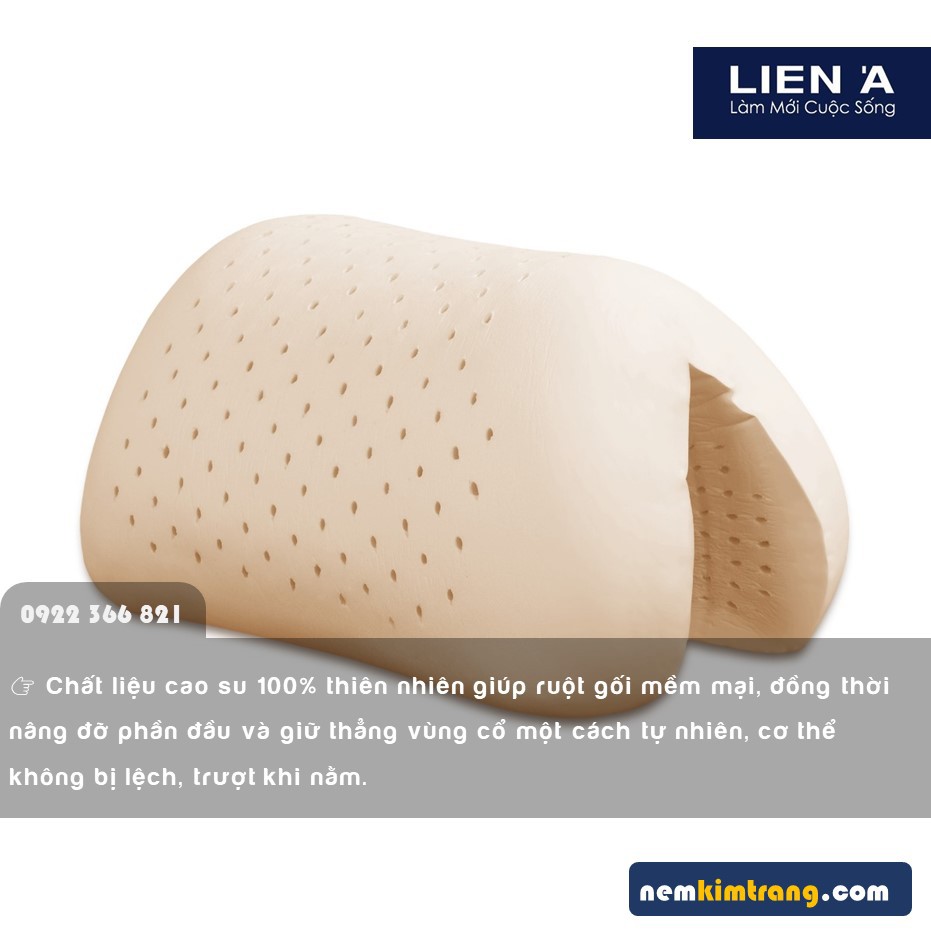 Gối cao su Liên Á Oval Liên Á 45x65x12 cm - CHÍNH HÃNG, ÊM ÁI