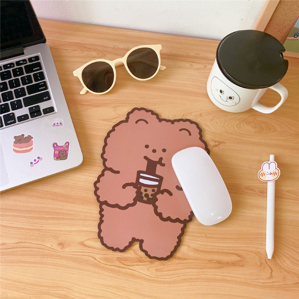Thảm Lót Chuột Chống Trượt Bằng Cao Su Hình Gấu Hoạt Hình Dễ Thương