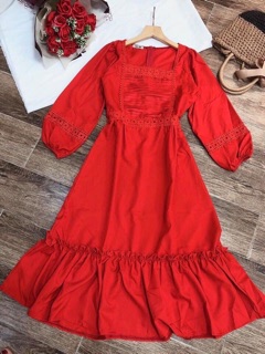 ĐẦM MAXI ĐUÔI CÁ CỔ VUÔNG