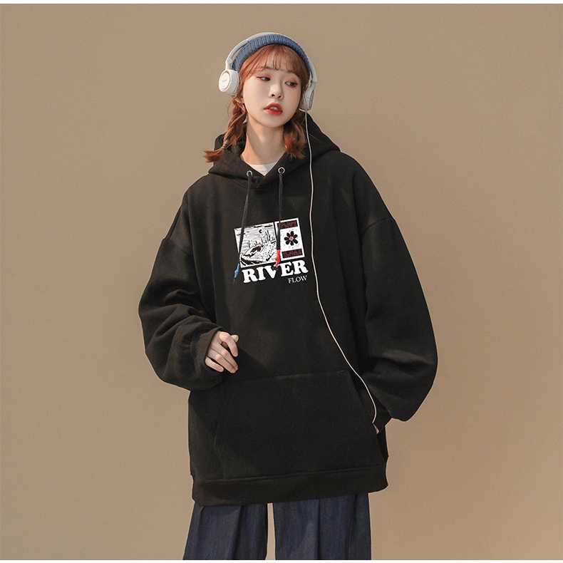 Áo hoodie Ifnicefuture dáng rộng tay dài in họa tiết thời trang hàn quốc giản dị dành cho cặp đôi nam và nữ