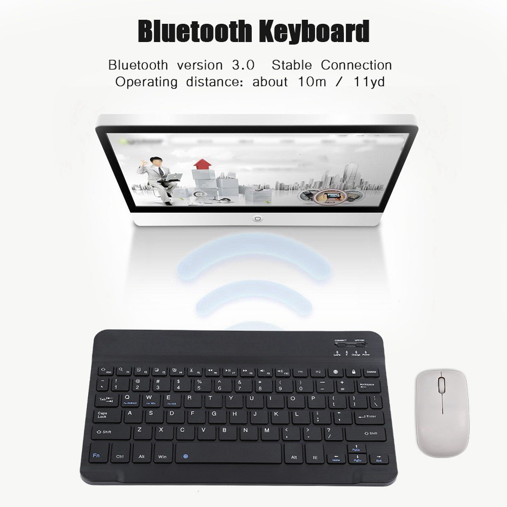 Bàn phím Bluetooth không dây 10 inch siêu mỏng cho điện thoại Apple iPad iPhone Samsung Tablet Phone iOS Android Windows