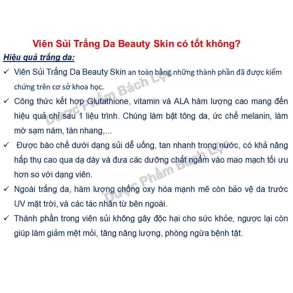 Viên Sủi Trắng Da Beauty Skin+, Bổ Sung Collagen Hỗ Trợ Làm Đẹp Da, Giảm Lão Hóa Da