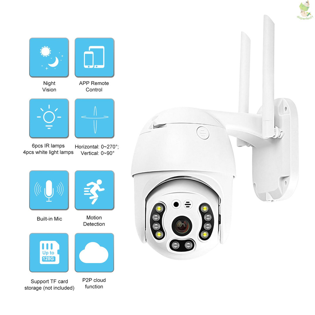 Camera An Ninh 1080p 2.0mp Wifi Không Dây Ptz Hd Chống Thấm Nước Ip66 Onvif P2P