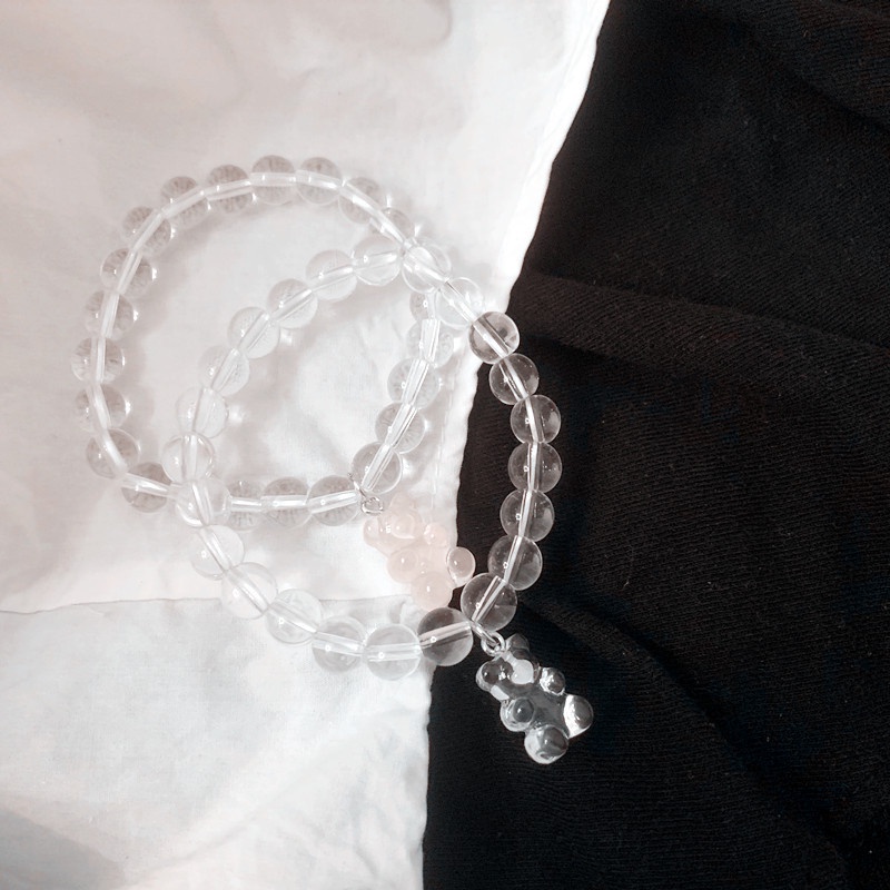 Vòng Tay Nhựa Resin Trong Suốt Mặt Hình Gấu Gummy Đơn Giản Cá Tính Cho Nữ