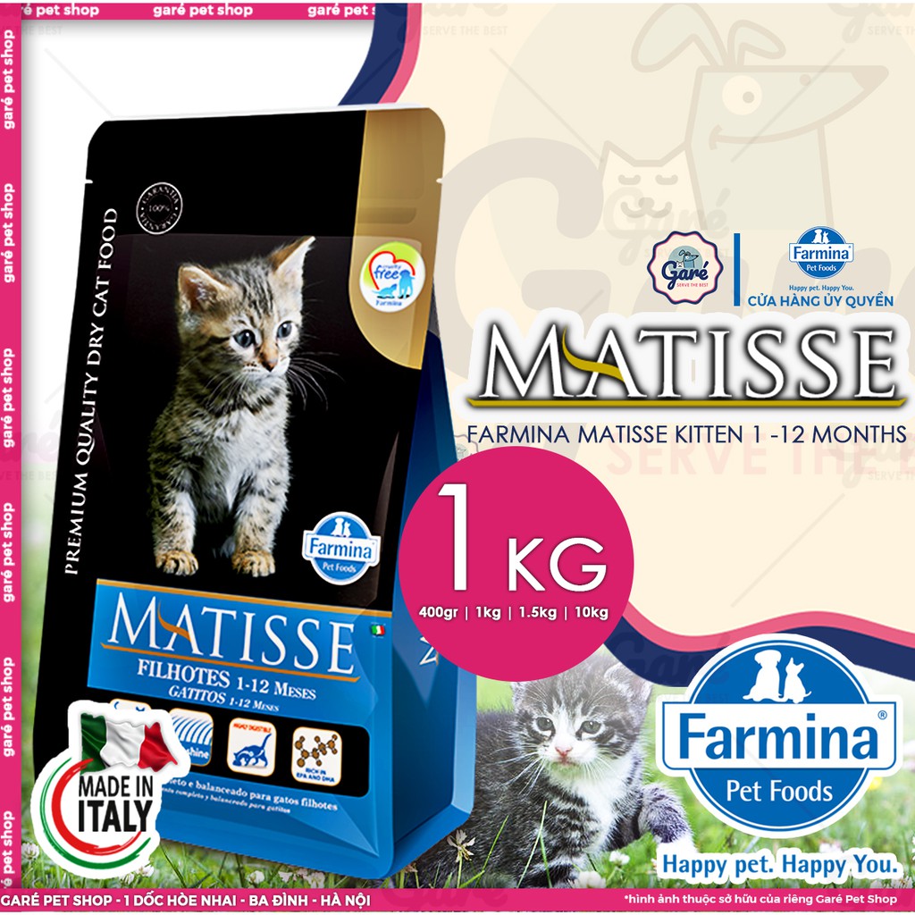 [Mã 99FMCGSALE giảm 8% đơn 500K] 1kg - Hạt Matisse Indoor, Kitten dành cho Mèo - Farmina Matisse Indoor, Kitten Cat Food