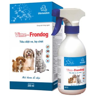 THUỐC XỊT TRỊ VE, BỌ CHÉT CHÓ MÈO VIME-PRONDOG 250ML VEMEDIM