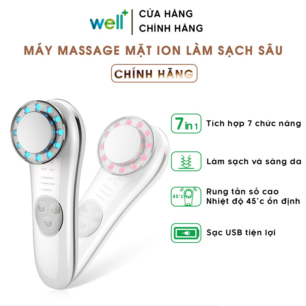 Máy Massage Mặt Đa Năng 7 trong 1 Đẩy Tinh Chất ION Dưỡng Da Hiệu Quả - Máy Mát Xa Mặt Điện Di Công Nghệ Châu Âu