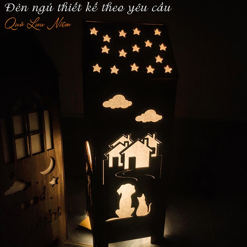 Quà tặng đèn ngủ để bàn, đèn trang trí phòng ngủ đẹp khắc chữ, khắc hình theo yêu cầu