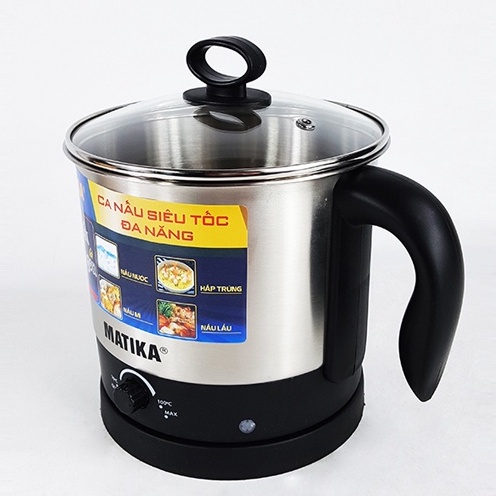 Ca nấu siêu tốc Matika MTK-1612 Inox dung tích 1.6L công suất 600W - Chính hãng BH 12 tháng