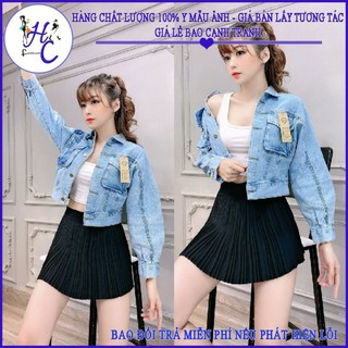 Áo Khoác Jean Nữ Form Lửng Túi Hộp Thời Trang .Hot Trend 2020.Hàng Có Sẵn