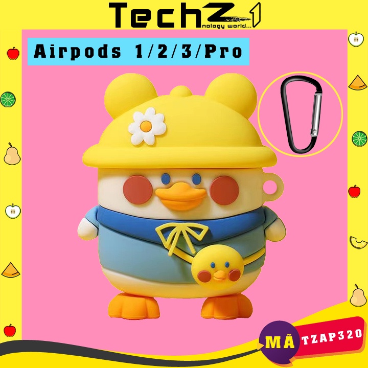 Case Airpods Vịt Mũ Vàng, Ốp Airpods Phong Cách và Dễ Thương cho đủ dòng 1/2/3/Pro - Mã TZAP320
