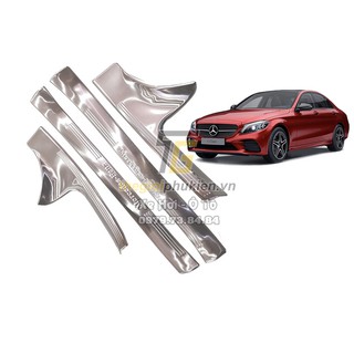 [Hàng mới về] Bộ Ốp bậc cửa, nẹp bước chân bên trong Inox dành cho xe Mercedes C180, C200, C250, C300 2016+