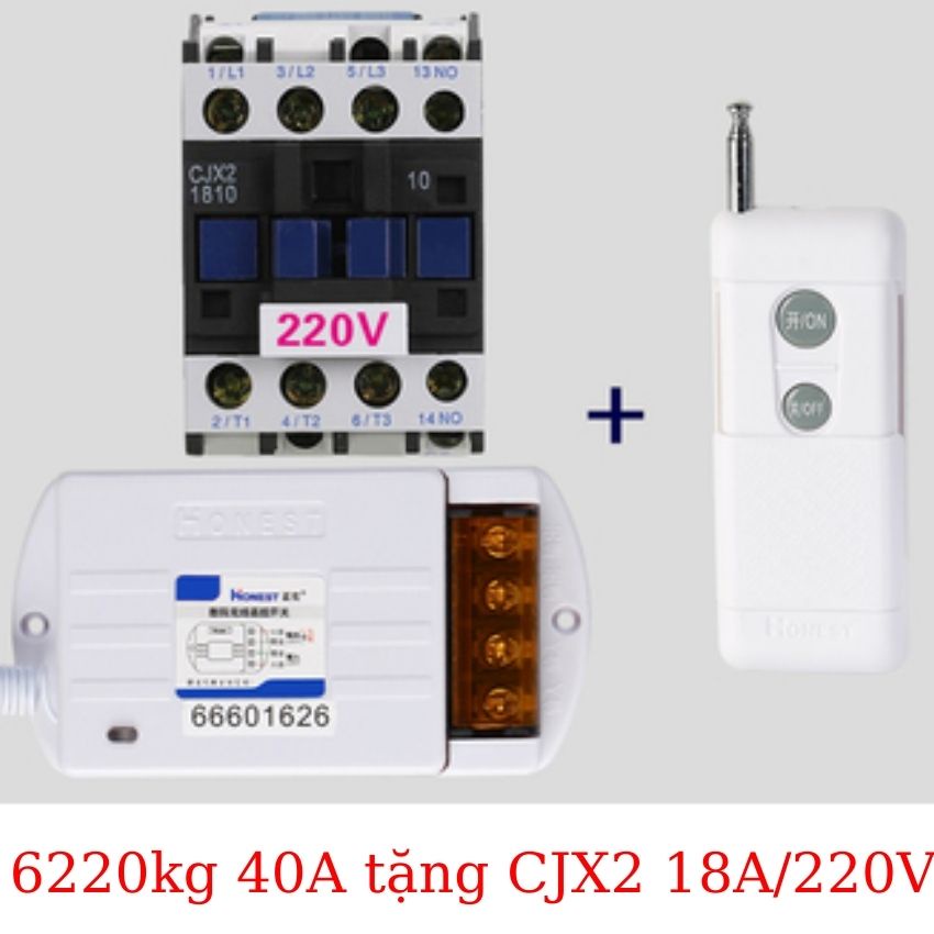 ( Tặng CJX2 18A/220v ) Bộ công tắc điều khiển từ xa 1000m 40A/220(sóng radio RF) cho máy bơm nước,th