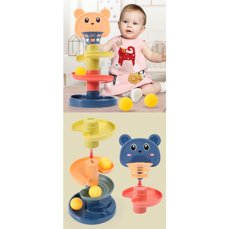 Bộ đồ chơi tháp bóng lăn AMILA rèn luyện kỹ năng đầu đời cho em bé 1-3 tuổi