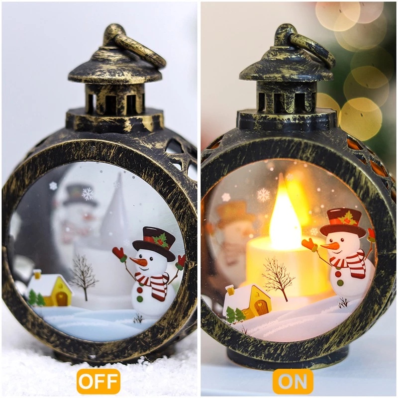Đèn lồng LED hình ông già noel/người tuyết phong cách cổ điển trang trí nhà cửa