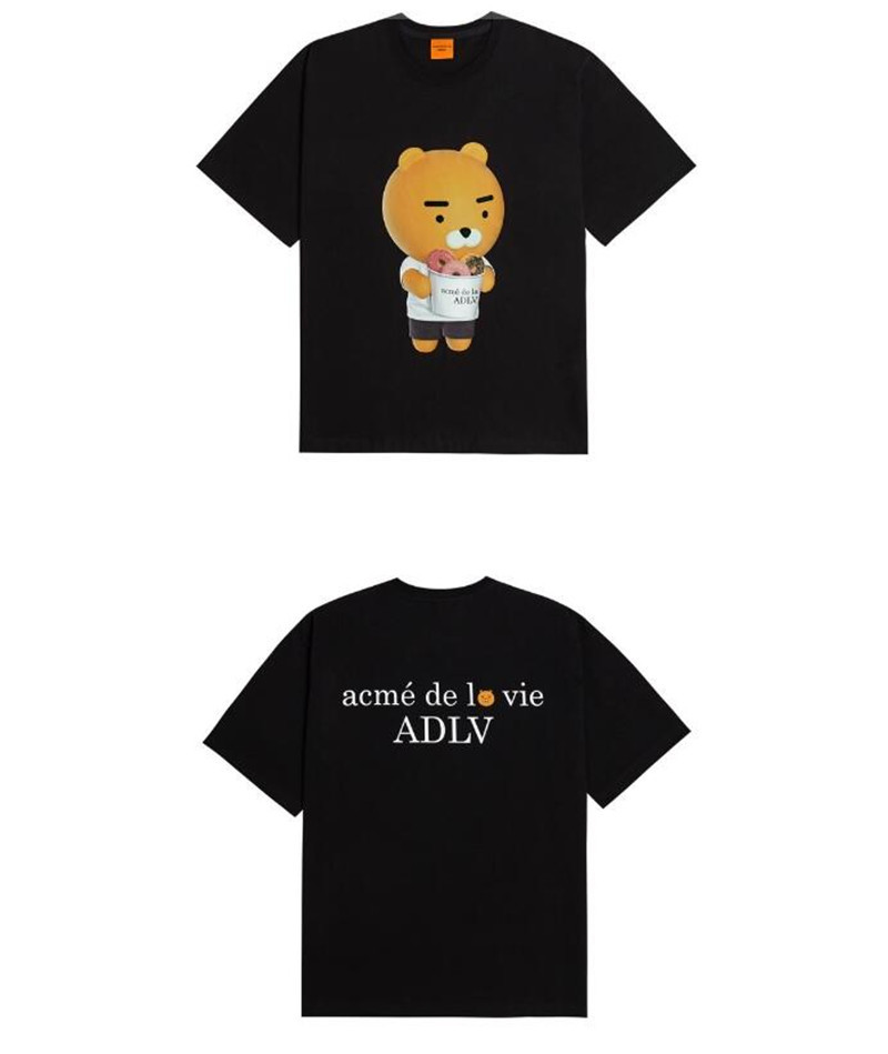 ADLV Áo Thun Cotton Tay Ngắn Dáng Rộng In Hình Gấu Và Bánh Donut Cổ Điển Thời Trang Cho Cặp Đôi