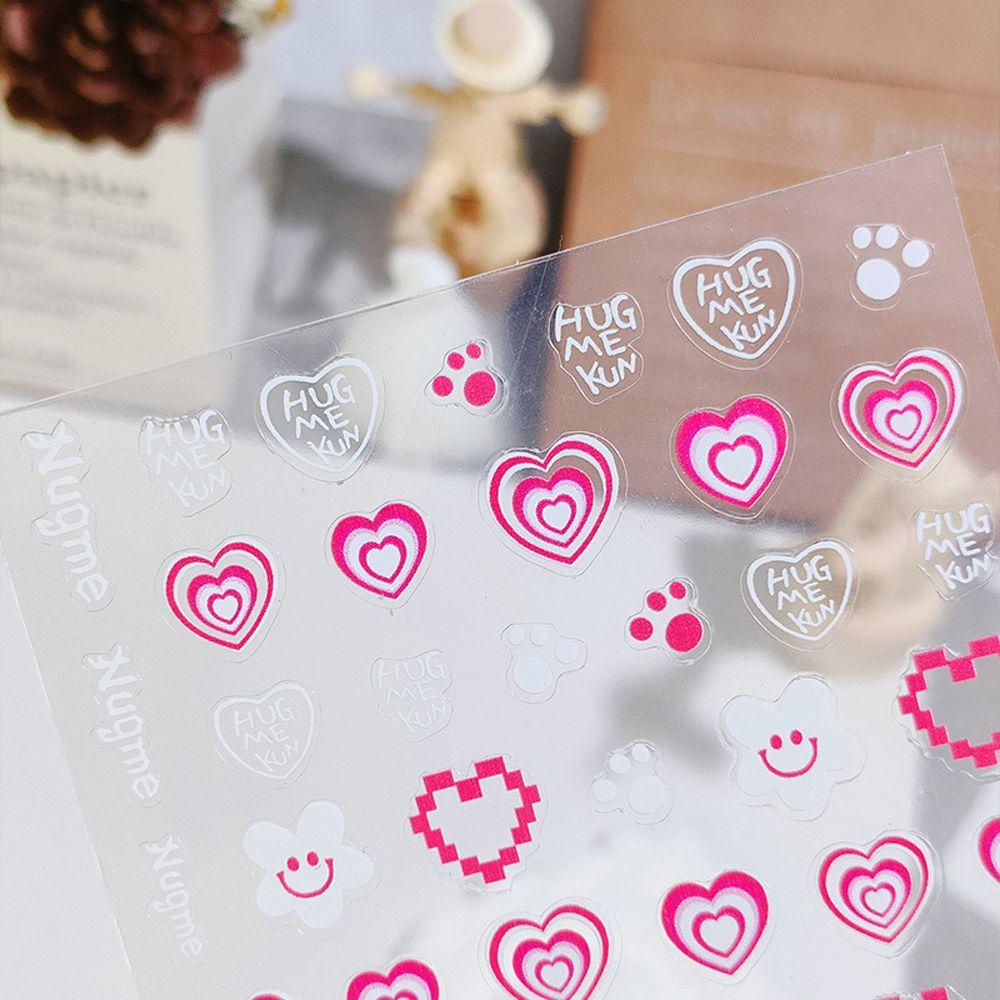 Nhãn Dán Móng Tay Tự Dính Họa Tiết Trái Tim Hoạt Hình Nhiều Màu Sắc