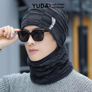 Mũ len hàn quốc trùm đầu nam nữ người lớn Yuda mũ len cho bé trai gái kèm khăn quàng cổ cao cấp
