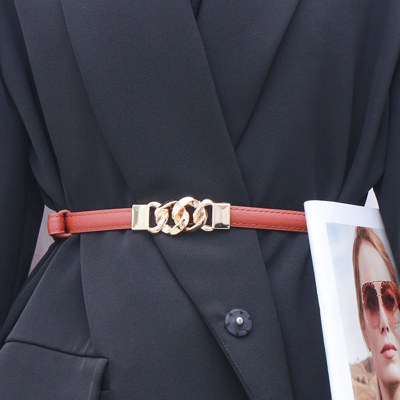 Thắt Lưng Da Phối Khóa Kim Loại Phong Cách Boho Cổ Điển Cho Nữ