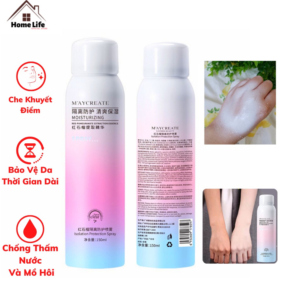 Xịt Chống Nắng Trắng Da Maycreate 150ml Spf35 Che Khuyết Điểm - Hàng Nội Địa Trung Chính Hãng