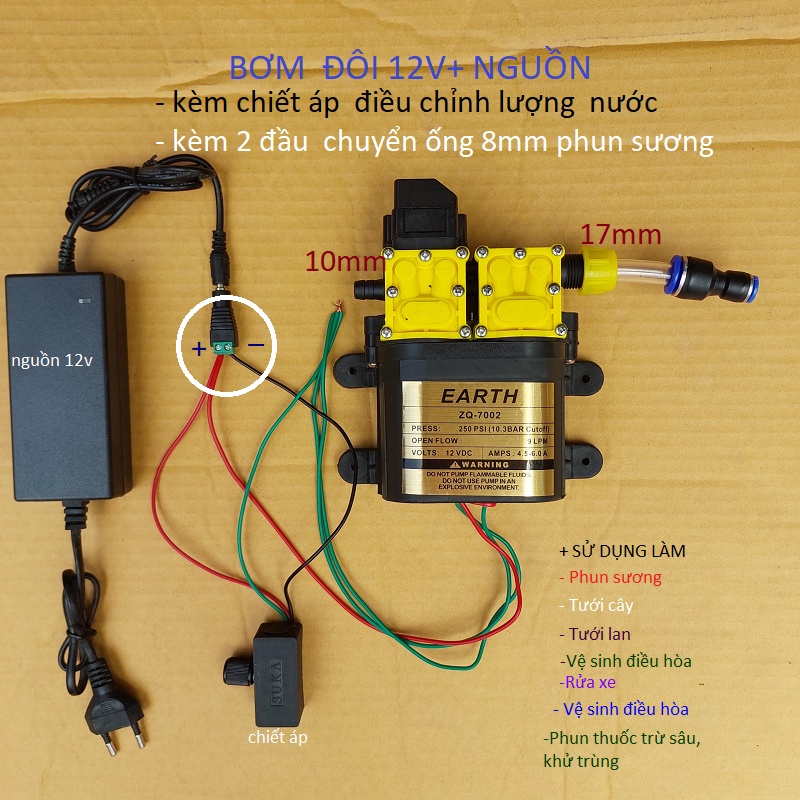 Máy bơm phun sương ,máy bơm nước đôi tăng áp lực nước mini