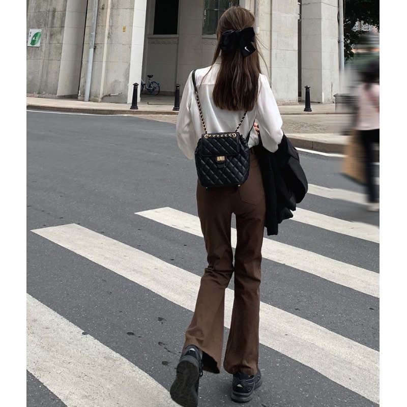 [ORDER 30 NGÀY] Quần jean nữ ống loe cạp cao màu nâu ống dài phong cách Hàn Quốc | BigBuy360 - bigbuy360.vn