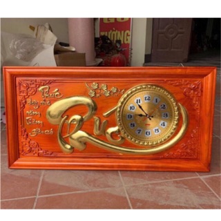 Tranh đồng hồ chữ PHÚC gỗ hương