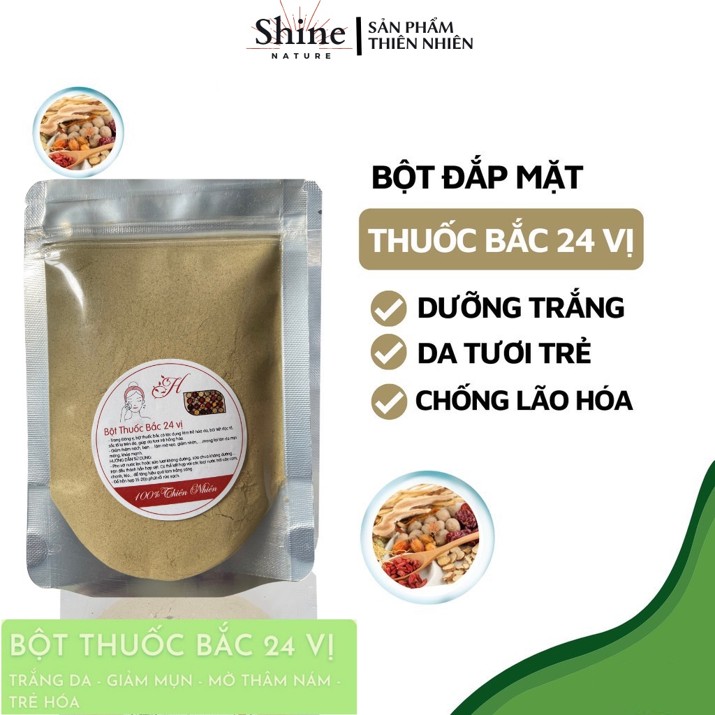 Bột đắp mặt nạ thuốc bắc 24 vị Handmade (Túi 100 Gram) bột đắp mặt làm đẹp an toàn hiệu quả
