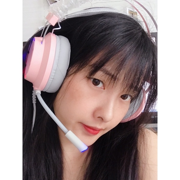 Tai nghe WANGMING 9800S 7.1 LED RAINBOW - Headphone chơi game màu hồng dễ thương