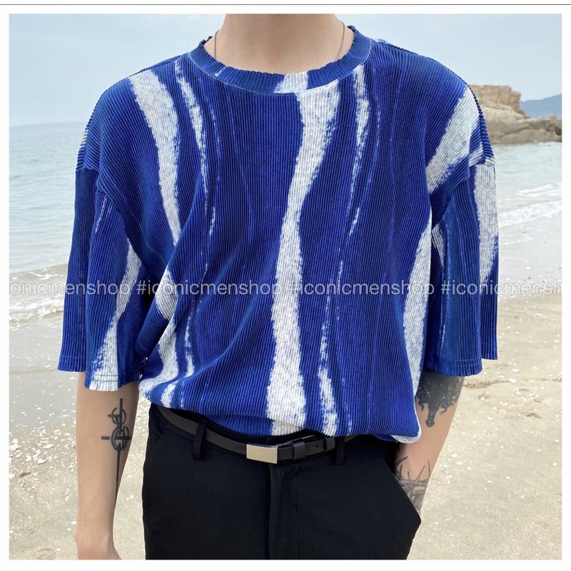 Áo thun nam rập ly fom rộng