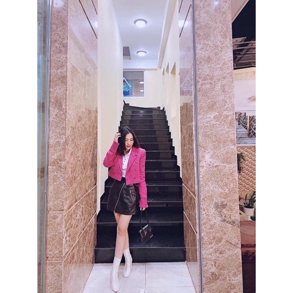 Sẵn áo L áo blazer dáng ngắn xuất dư Zr mix chân váy da Zr KÈM ẢNH THẬT